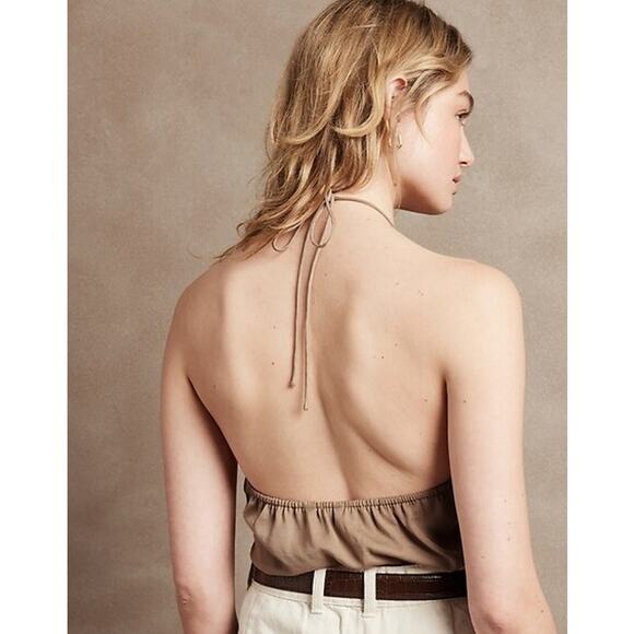 NWT Banana Republic L  Satin Halter in Ivory - Picture 9 of 9